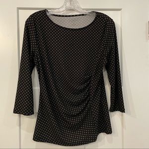 NWOT Talbots Black & White Pattern 3/4 Sleeve Shirt